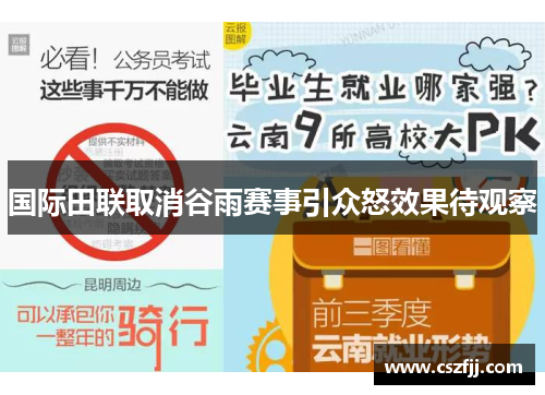 国际田联取消谷雨赛事引众怒效果待观察